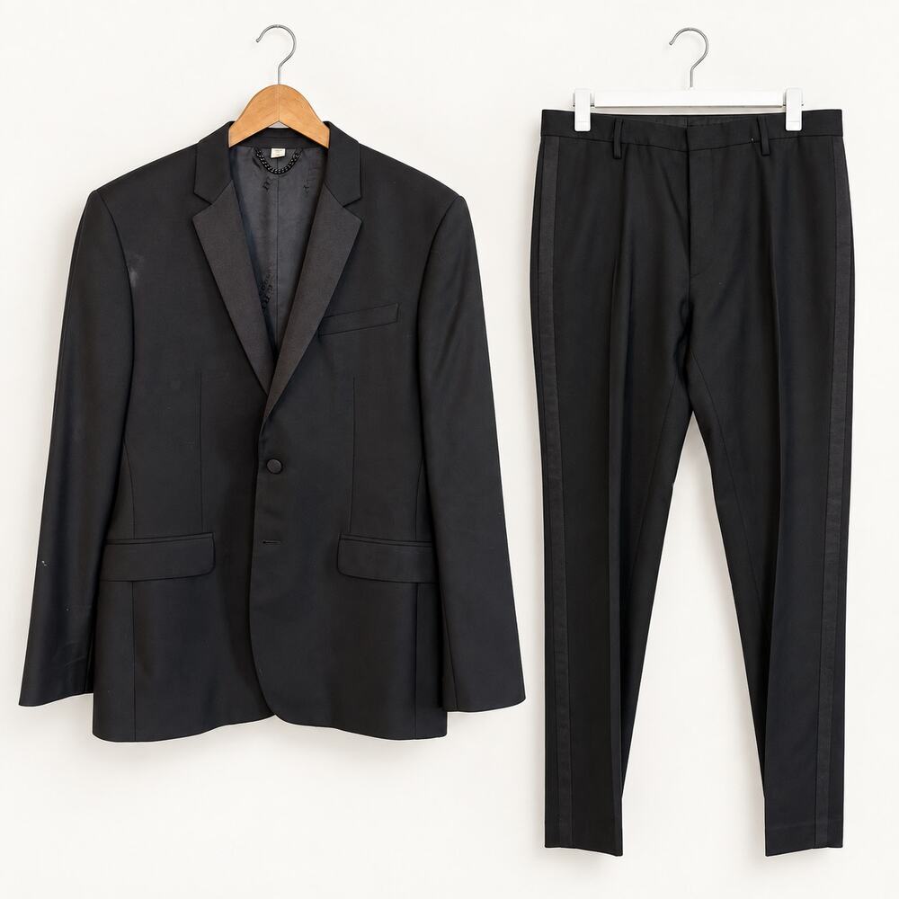Burberry London Black Wool Mohair Tuxedo Suit Made in Italy